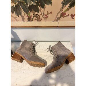 Sorel Cate Lace Up Boots Womens Size 12 NL4314-052 Block Suede Waterproof Shoes